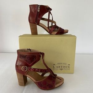 L'ARTISTE by Spring Step 'SUJALA' LEATHER ANKLE CUFF SANDALS SIZE EU37